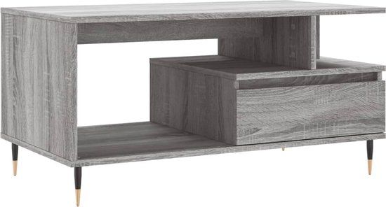 vidaXL Salontafel 90x49x45 cm bewerkt hout grijs sonoma