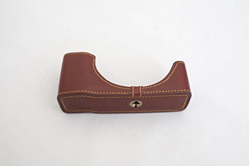 TP Handgemaakte Echt Lederen Half Camera Case Tas Cover voor CANON EOS-M - Bruin Kleur