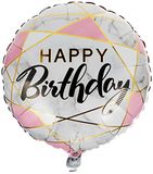 Folat Folieballon 'Happy Birthday' Marmer & Roze - 45cm