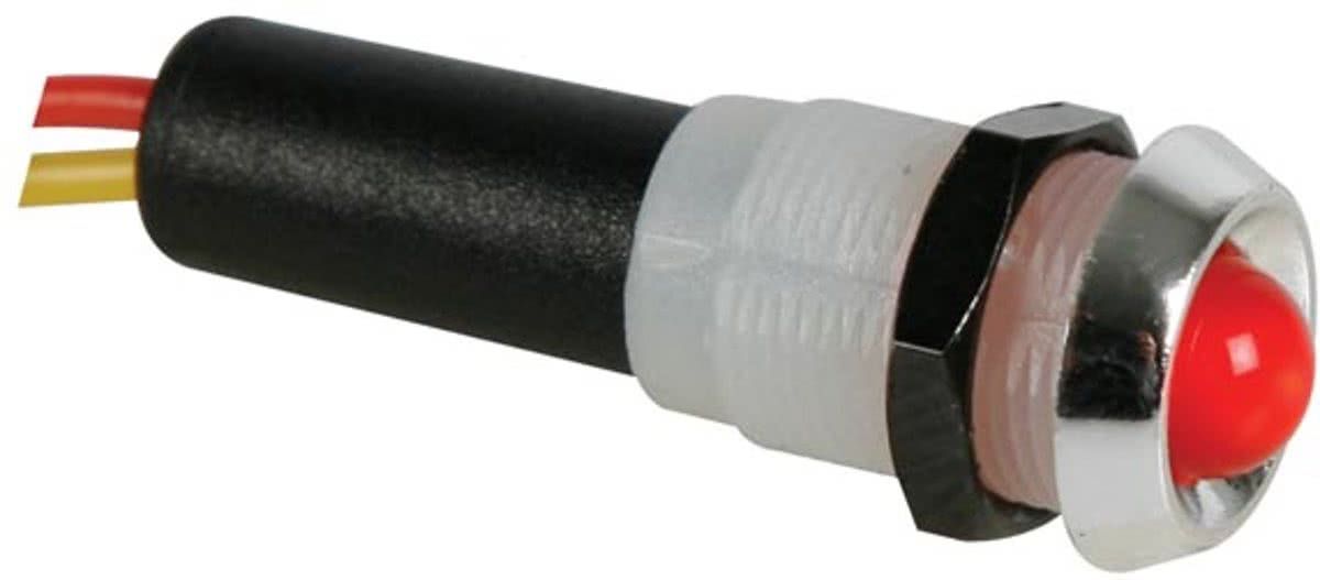 Seder Led Lamp 12V Rood Knipperend - Chromen Behuizing