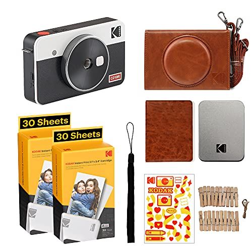 Kodak C210R Mini Shot 2 mobiele foto camera, accessoire & 68 cartridges inbegrepen, 54x86mm formaat Snapshots, Bluetooth, draadloos, draagbaar en compatibel met iOS en Android, Wit