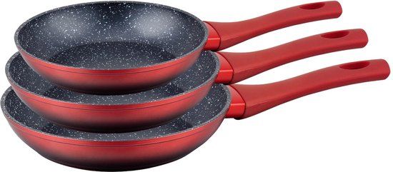 Merkloos ROYALL SWISS Deluxe 3-Piece Marble Pan Set - Red