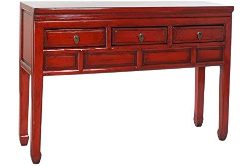 DRW Oosterse console met 3 laden Olmo in rood 128 x 30 x 88 cm