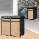 ML-Design Klikoombouw met groendak voor 2 containers tot 240 l, 132 x 80 x 124 cm, van staal met larikslook