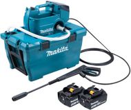 Makita DHW 080 T2K Snoerloze hogedrukreiniger 36 V (2x 18 V) 80 bar 380 l/u Borstelloos + 2x accu 5.0 Ah