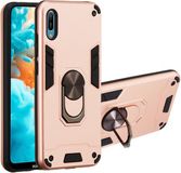 Merkloos Huawei Y6 Pro (2019) 2-in-1 Armor Series PC + TPU Beschermhoes met Ringhouder (Roségoud)