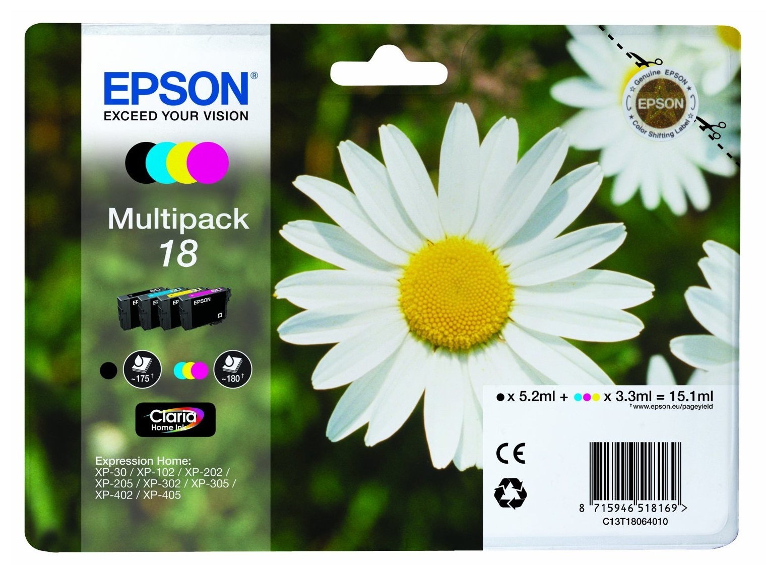 Epson Daisy Claria Home Ink-reeks single pack / cyaan, geel, magenta, zwart