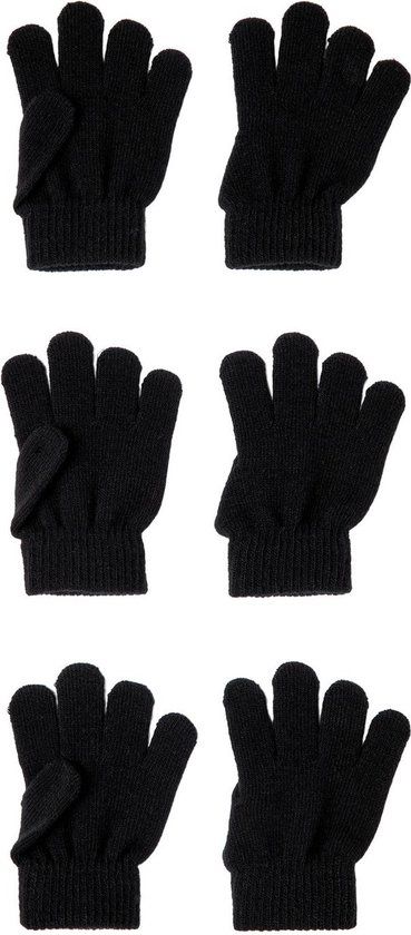 NAME IT NKNMAGIC GLOVES 3P NOOS - Maat 9 - Zwart - Unisex - Kinderen