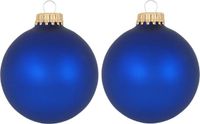 Krebs Kerstballen - 16x st - kobalt blauw - mat - glas - 7 cm