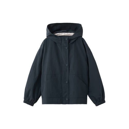 Mango Kids tussenjas donkerblauw Meisjes Polyamide Capuchon Effen - maat 152