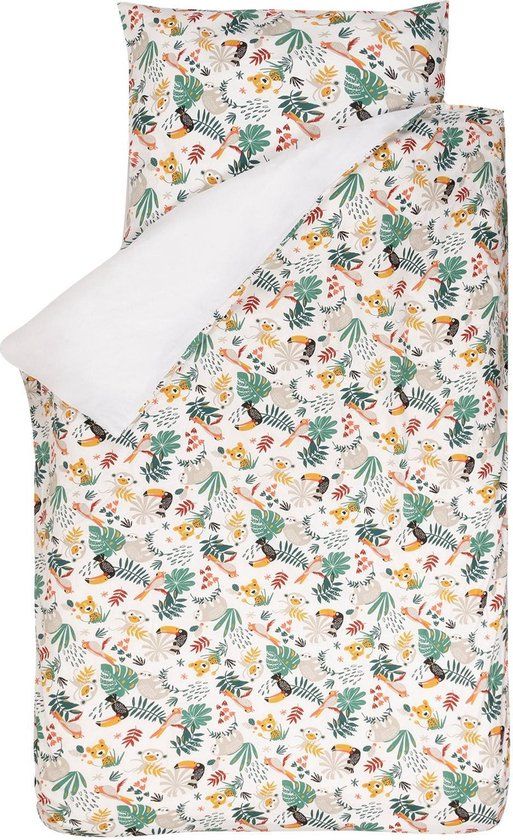 BINK Bedding Zoë Junior Dekbedovertrek - 120x150 cm - Oker/Zwart/Groen/Oranje/Wit/Grijs