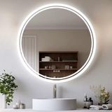 Holland Connections Smart LED Badkamerspiegel - 80cm - Touchscreen - 3 Kleuren Dimbaar - Anti-Condens - Wandmontage - Achtergrondverlichting - Waterdicht - Perfect voor Make-up & Verzorging