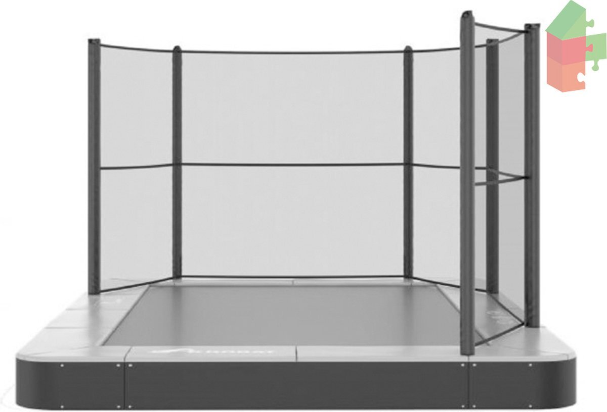 Akrobat Trampoline Half Veiligheidsnet - Geschikt voor Primus en Orbit - 430 x 305 cm - Rechthoek - Set - Zwart