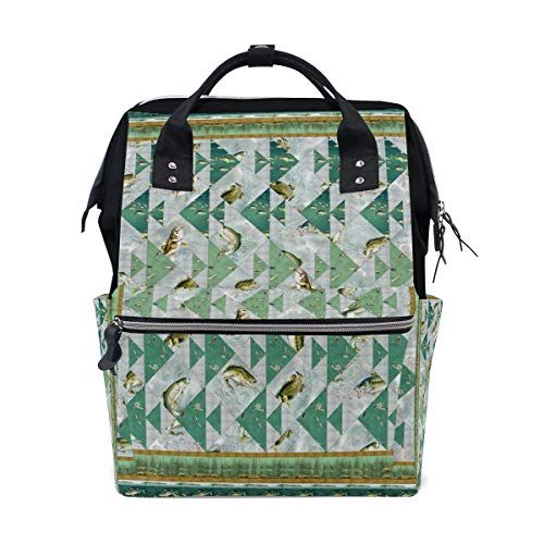 MONTOJ Groene Vis Patroon Canvas Rugzak Travel Campus Rugzak - 5601224252562
