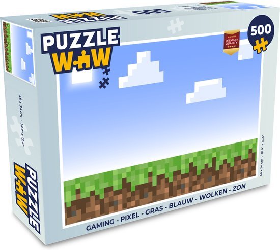 MuchoWow Puzzel Gaming - Pixel - Gamen - Gras - Minecraft - Legpuzzel - Puzzel 500 stukjes - Sinterklaas cadeautjes - Sinterklaas voor grote kinderen