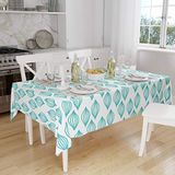 Bonamaison Tafelkleed, Anti-Mold, Sneldrogend, Waterdicht, 100% Polyester Tafellaken, Turkoois, wit, 140 x 160 Cm