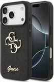 Guess hoesje - Kunstleer met metalen 4G-logo - Zwart - Geschikt voor iPhone 17 Pro Max en iPhone 18 Pro Max