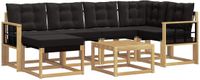 vidaXL Hoek loungeset 7-delig Wit en zwart Acacia hout Inclusief tafel