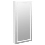 VidaXL Sieradenkast met spiegel en LED, wandgemonteerd, wit