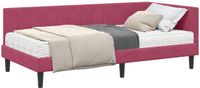 vidaXL Hoekbedframe met Matras Wijnrood Fluweel 100 x 200 cm
