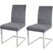 HWC Set van 2 sledestoelen HWC-L14, bezoekersstoel conferentiestoel, fluweel geborsteld roestvrij staal ~ donkergrijs