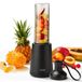 Merkloos Smoothie blender drinkfles - 600 ml - Roestvrij staal en kunststof - Zwart - 300 W