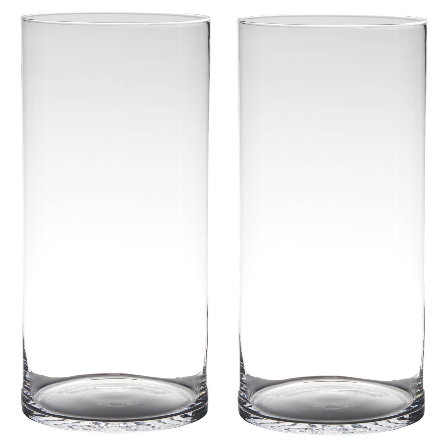 Set van 2x Home-Basics Cylinder vaas - 40x19 cm - Transparant glas
