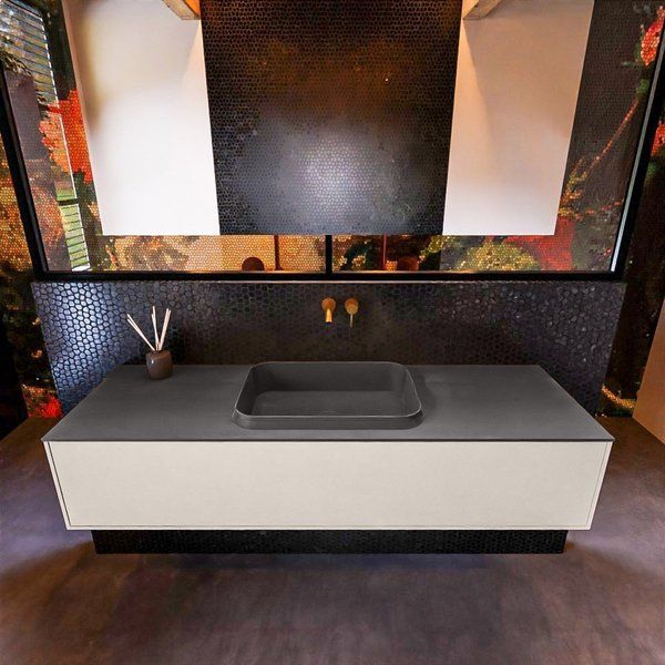 Mondiaz ERIN 150cm badmeubelset onderkast Linen - Dark grey wastafel