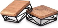 Bol Display Vierkant Houten Basisstandaard voor Keuken-Badkamer Aanrecht Plantenstandaard Set van 2 - 1016 cm x 1016 cm x 444 cm