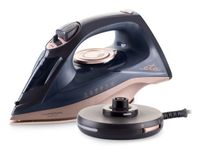 Eta Kiara Fer à vapeur sans fil avec semelle en céramique – Fer à vapeur autonettoyant avec station de charge – 2200W – Jet de vapeur 90 g/min – Noir / Or