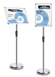 TUKA-i-AKUT A2 Informatiehouder, in hoogte verstelbaar, draaibaar, posterhouder, reclamebord, verwisselbare standaard met verbeterde robuuste basis, zilver TKD8423-HD