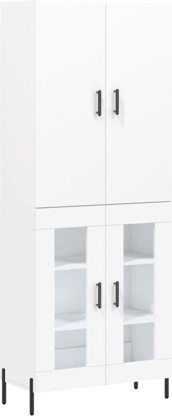 vidaXL Hoge kast 69,5x34x180 cm bewerkt hout wit