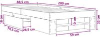 vidaXL Bedombouw met opslag Zwart eiken 80 x 200 cm