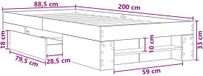 vidaXL Bedombouw met opslag Zwart eiken 80 x 200 cm