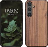 kwmobile telefoonhoesje geschikt voor Samsung Galaxy S24 - Hoesje met bumper in donkerbruin - Backcover - hout