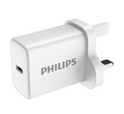 Philips DLP5312CW GaN PD30W USB-C-oplader, UK-stekker, 30 W snellaadfunctie, geavanceerde GaN-technologie, veilige oplaadbescherming, wit