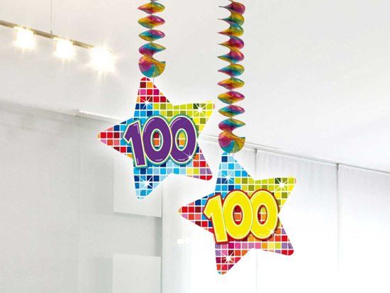 Folat Hangdecoratie 100 Jaar 75cm 2 stuks