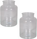Floran Vaas melkbus - 4 stuks - smalle hals - glas - transparant - 19 x 25 cm