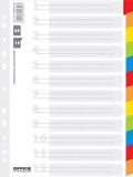 Office Products Tabbladen, 11-gaats, 12-delig, wit-assorti, karton, A4
