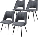 ML-design Eetkamerstoel set van 4 grijs gestoffeerd
