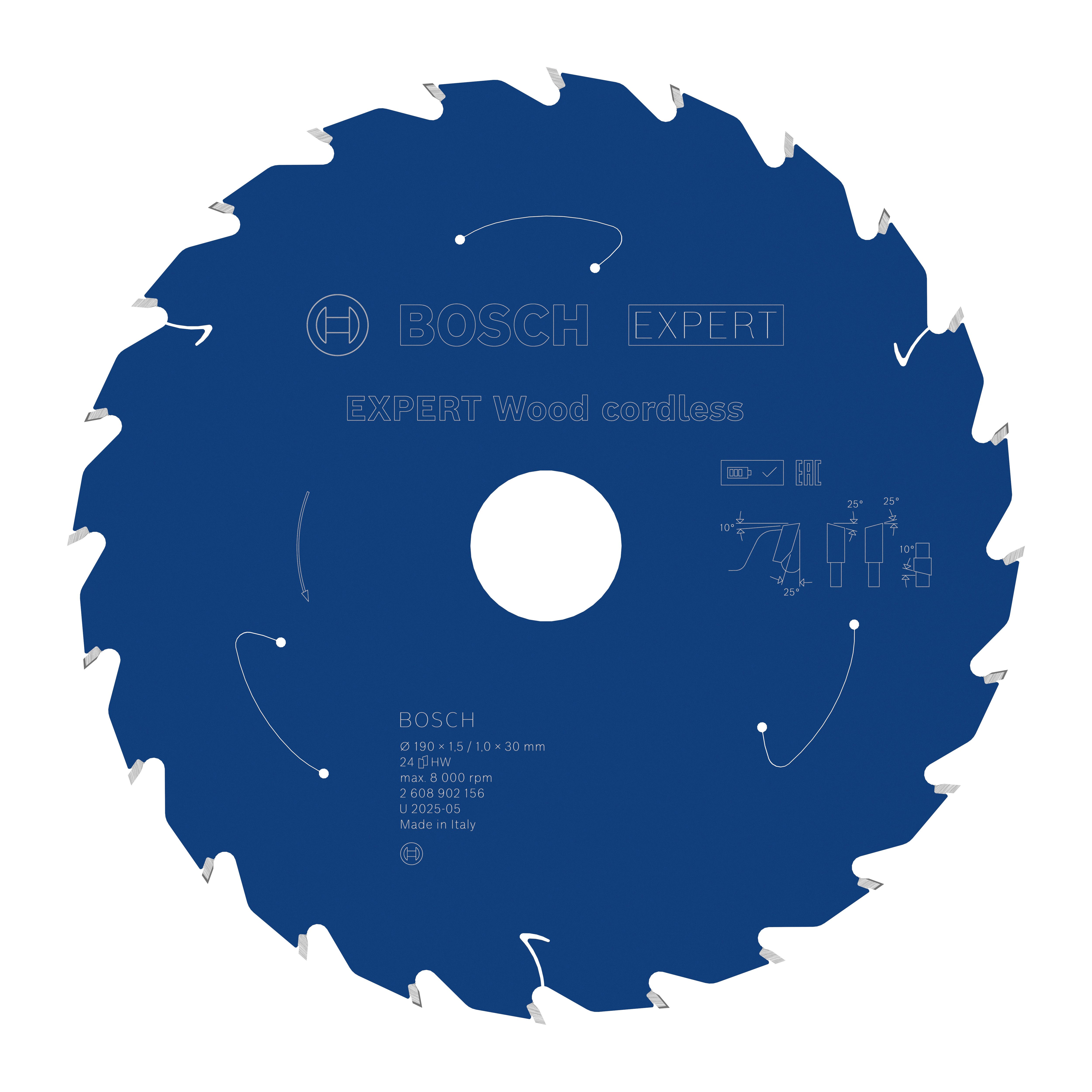 Bosch Accessoires EXPERT Wood cordless Cirkelzaagblad | 190 x 1,5/1 x 30 mm | T24 - 2608902156