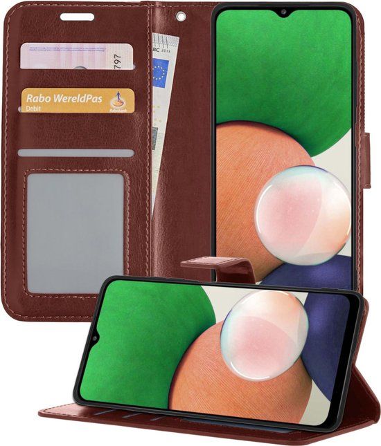 LUQ Book Case Hoesje voor Samsung Galaxy A22 5G - Bruin