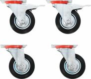 vidaXL - 16 stuks - Zwenkwielen - 100 mm - Rubber/Metaal - Zwart - Met rem