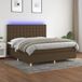 vidaXL Boxspring met matras en LED, stof, donkerbruin, 160x200 cm