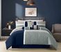 Chezmoi Collection Upland 7-delige gewatteerde patchwork dekbedset, marineblauw/grijs, koning
