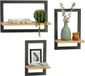 Merkloos / Sans marque Relaxdays Wandplank zwevend - 3-delige set - 3 groottes - natuur-zwart