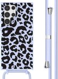 iMoshion Hoesje Samsung Galaxy S22 Ultra - Siliconen Design Hoesje met Koord - Animal Lila