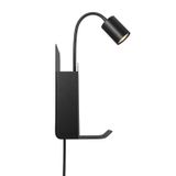 Nordlux Roomi wandlamp - zwart - GU10 - met USB-poort en lectuurhouder