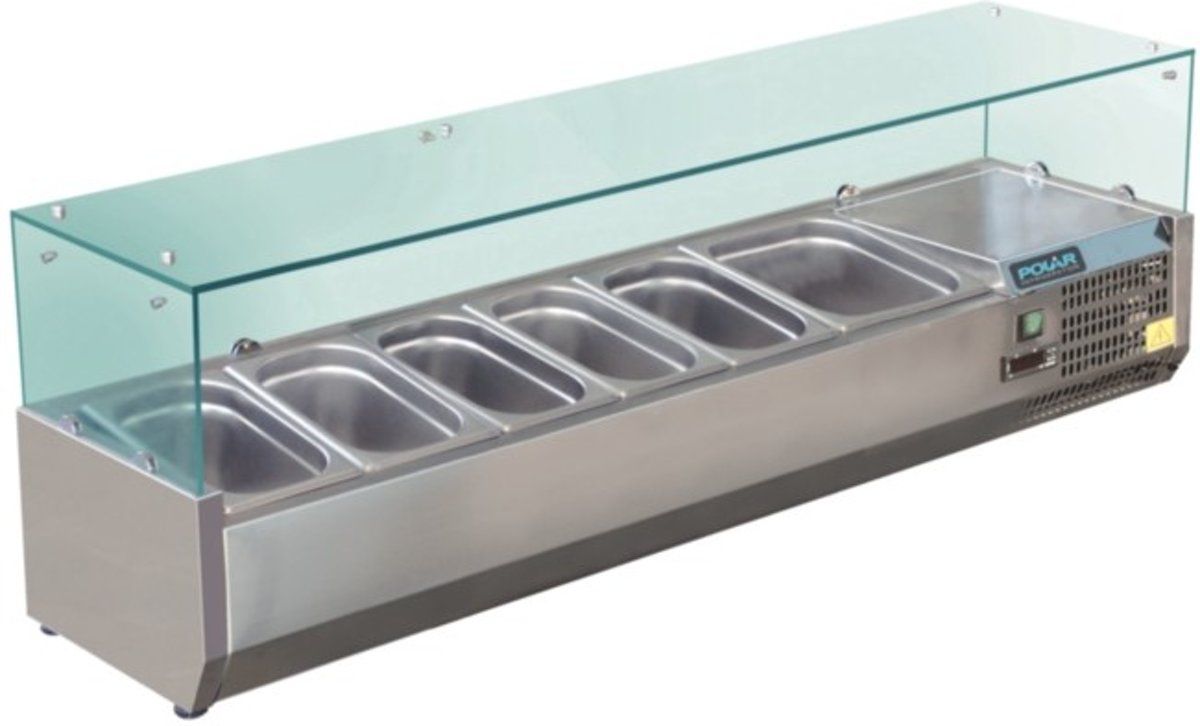 Polar opzetkoelvitrine 5 x GN 1/3 + 1 x GN 1/2