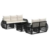 vidaXL Tuinbankenset 6 st Zwart en Cream Wit poly rattan